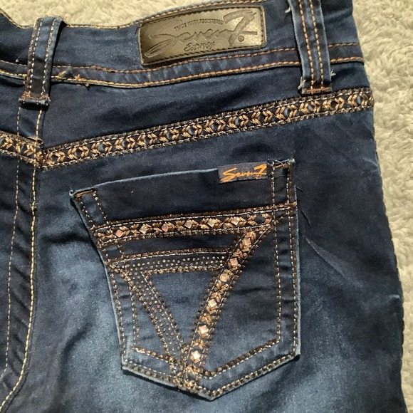 Seven7 Leggings Jeggings Jeans Size‎ 8 Dark Wash Embellished Low Rise - Picture 11 of 15